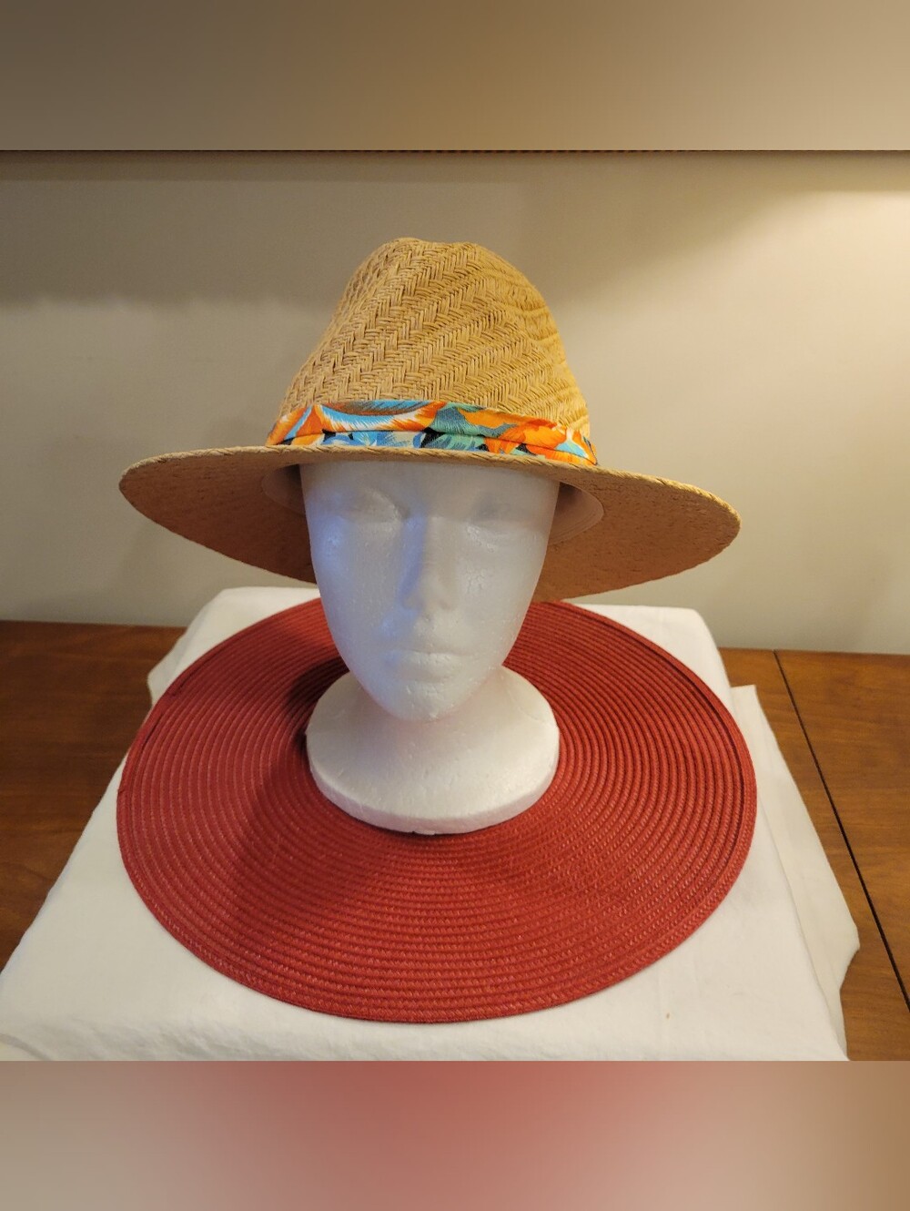 🏝EUC~ PANAMA JACK Straw Fedora Hat